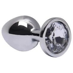 Plug Anal Médio 8,2 x 3,4 Cm Metalizado Transparente